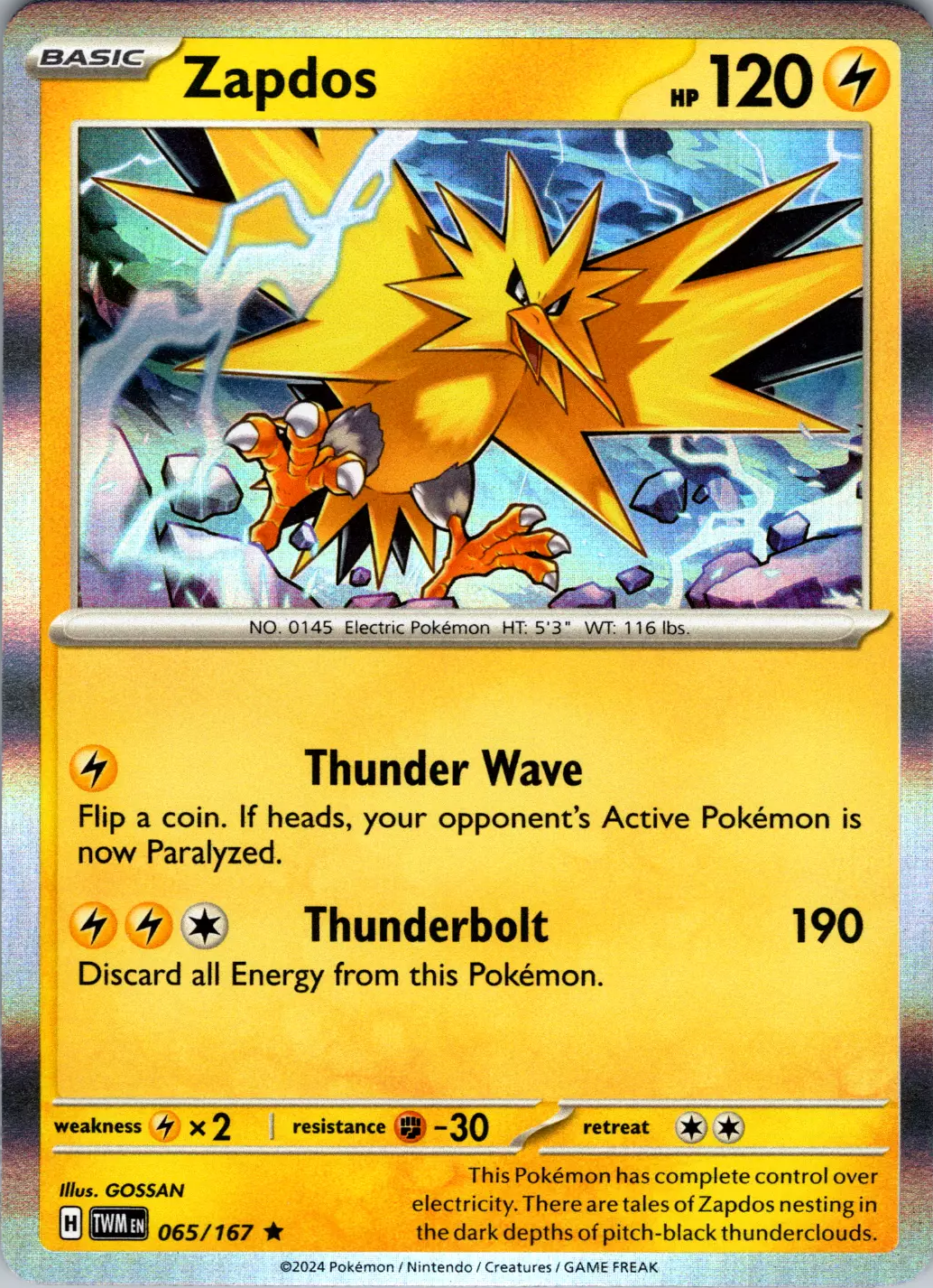 Zapdos (065/167) [Scarlet & Violet: Twilight Masquerade] | Enigma On Main