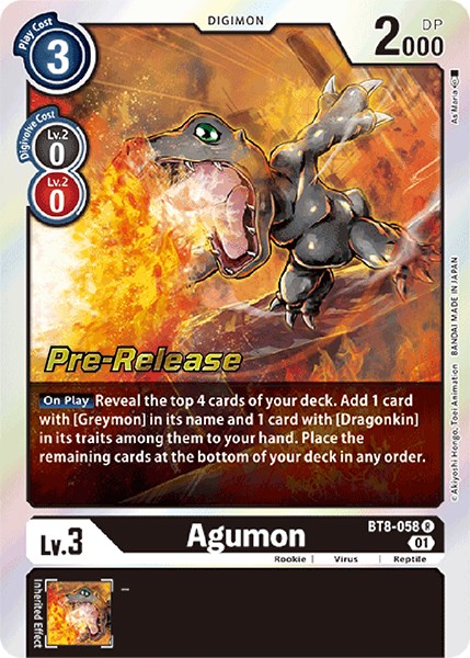 Agumon [BT8-058] [New Awakening Pre-Release Cards] | Enigma On Main