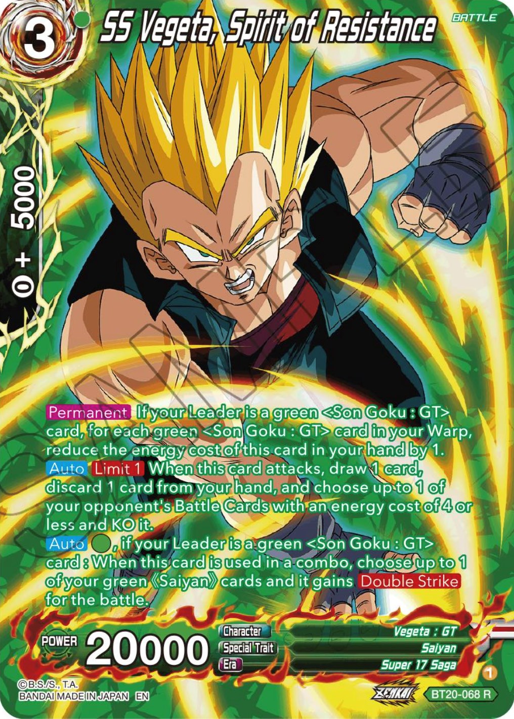 SS Vegeta, Spirit of Resistance (Silver Foil) (BT20-068) [Power Absorbed] | Enigma On Main