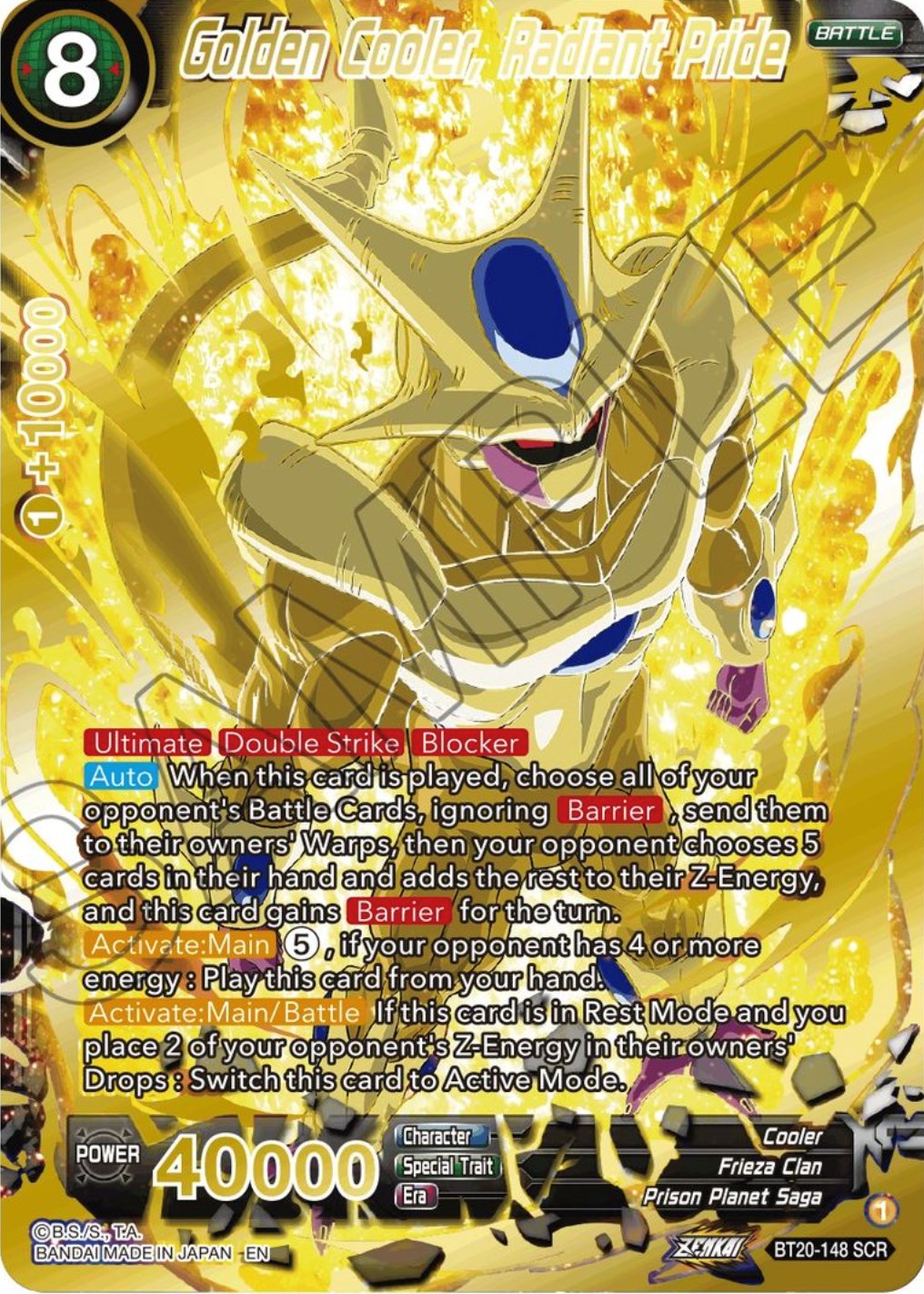 Golden Cooler, Radiant Pride (SCR) (BT20-148) [Power Absorbed] | Enigma On Main