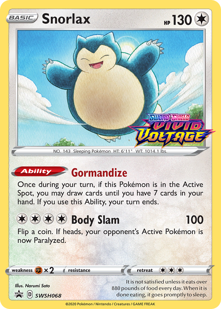 Snorlax (SWSH068) (Prerelease Promo) [Sword & Shield: Black Star Promos] | Enigma On Main