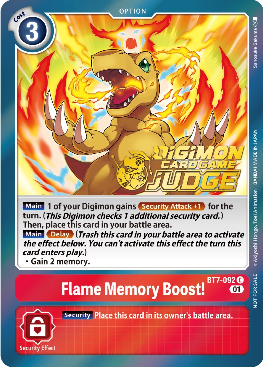 Flame Memory Boost! [BT7-092] (Judge Pack 3) [Next Adventure Promos] | Enigma On Main