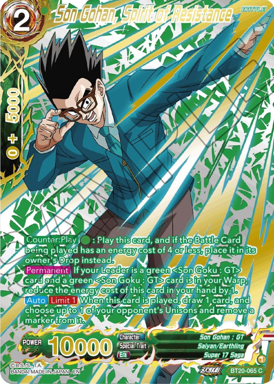 Son Gohan, Spirit of Resistance (Gold-Stamped) (BT20-065) [Power Absorbed] | Enigma On Main