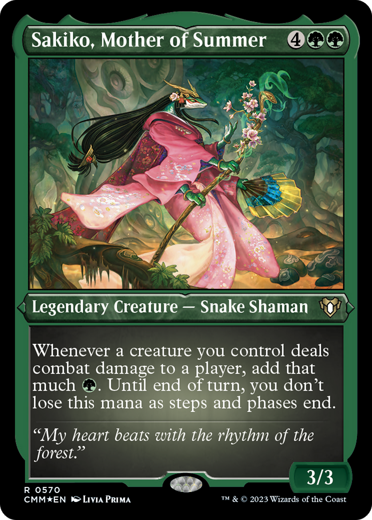 Sakiko, Mother of Summer (Foil Etched) [Commander Masters] | Enigma On Main