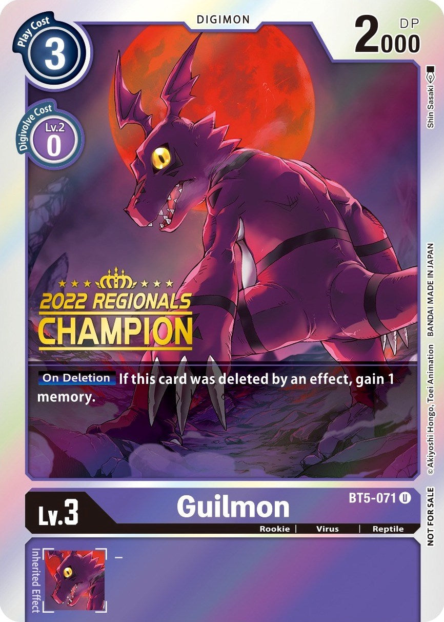 Guilmon [BT5-071] (2022 Championship Offline Regional) (Online Champion) [Battle of Omni Promos] | Enigma On Main