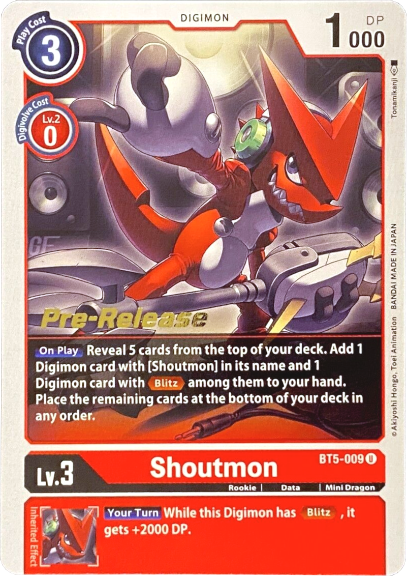 Shoutmon [BT5-009] [Battle of Omni Pre-Release Promos] | Enigma On Main