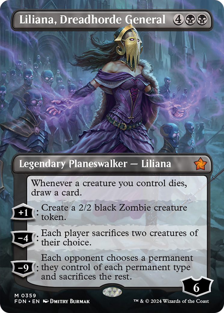 Liliana, Dreadhorde General (Borderless) [Foundations] | Enigma On Main