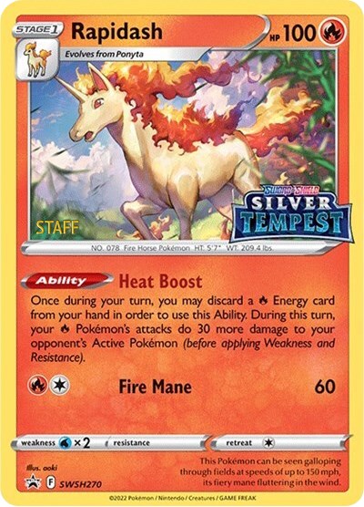 Rapidash (SWSH270) (Prerelease) (Staff) [Sword & Shield: Black Star Promos] | Enigma On Main