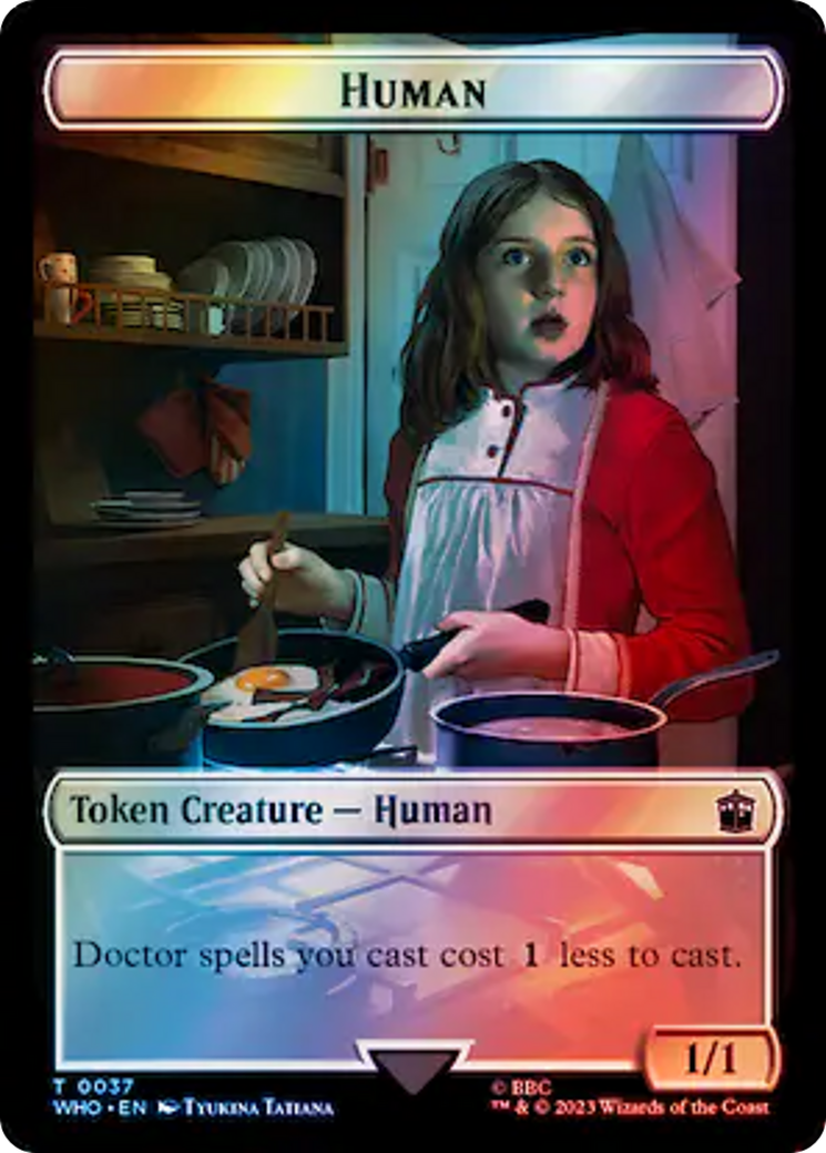 Human (0037) // Food (0059) Double-Sided Token (Surge Foil) [Doctor Who Tokens] | Enigma On Main