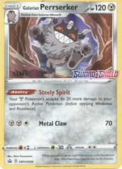 Galarian Perrserker (SWSH008) (Staff Prerelease Promo) [Sword & Shield: Black Star Promos] | Enigma On Main