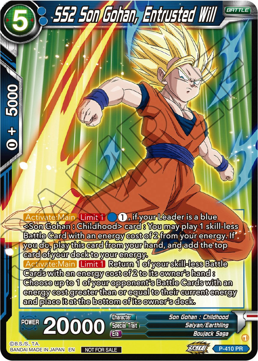 SS2 Son Gohan, Entrusted Will (Zenkai Series Tournament Pack Vol.1) (P-410) [Tournament Promotion Cards] | Enigma On Main