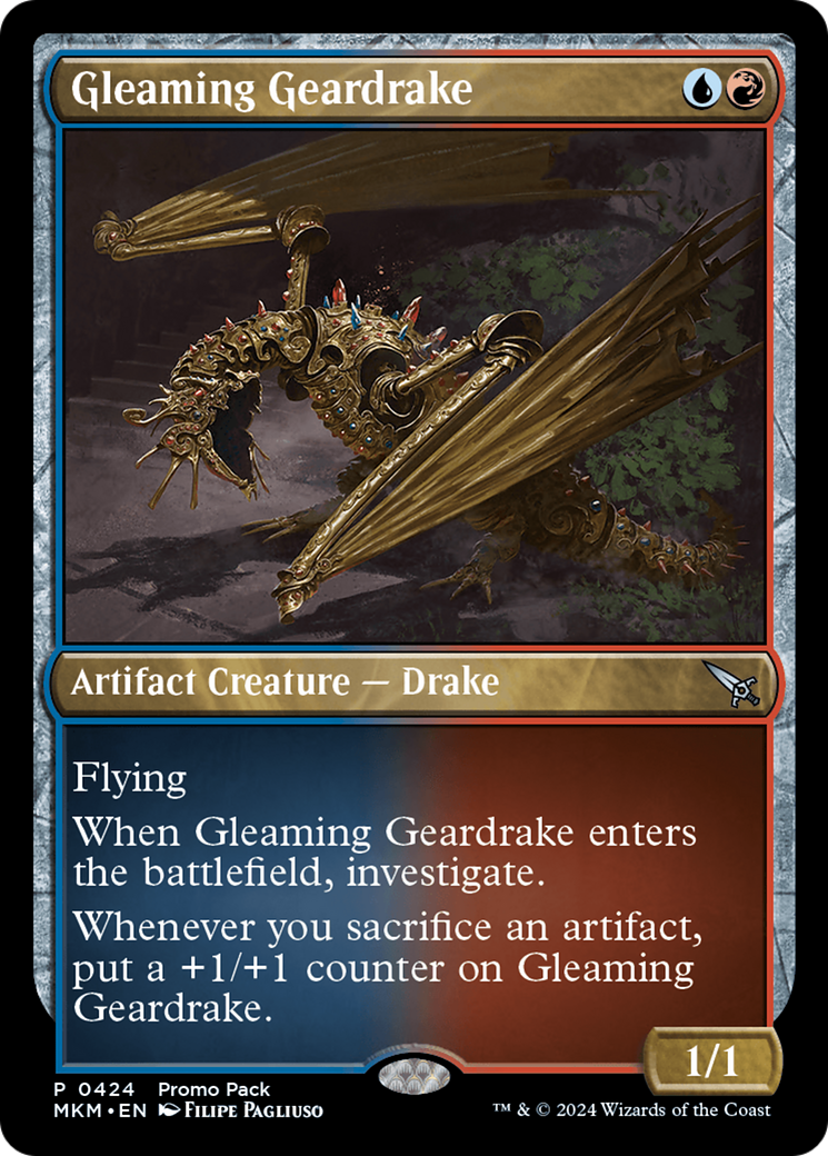 Gleaming Geardrake (Promo Pack) [Murders at Karlov Manor Promos] | Enigma On Main