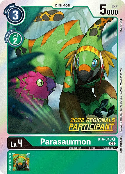 Parasaurmon [BT6-048] (2022 Championship Online Regional) (Online Participant) [Double Diamond Promos] | Enigma On Main