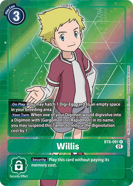 Willis [BT8-091] (Alternative Art - Box Topper) [New Awakening] | Enigma On Main