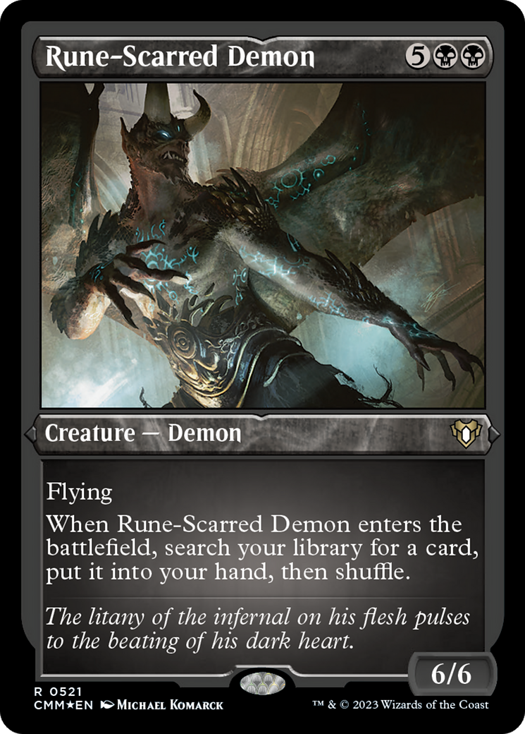 Rune-Scarred Demon (Foil Etched) [Commander Masters] | Enigma On Main