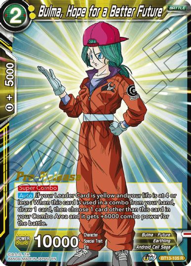 Bulma, Hope for a Better Future (BT13-105) [Supreme Rivalry Prerelease Promos] | Enigma On Main