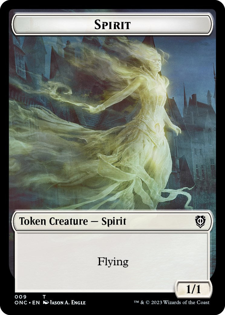 Human // Spirit Double-Sided Token [Phyrexia: All Will Be One Commander Tokens] | Enigma On Main