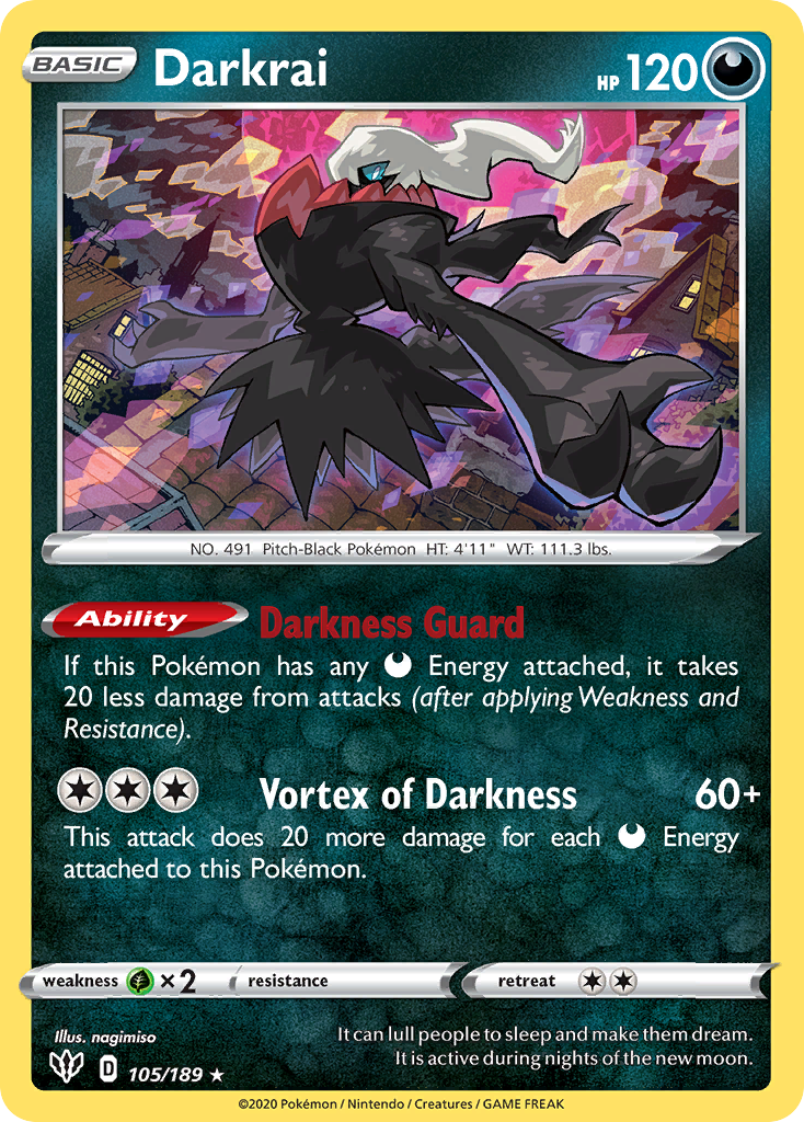 Darkrai (105/189) (Cosmos Holo) [Sword & Shield: Darkness Ablaze] | Enigma On Main