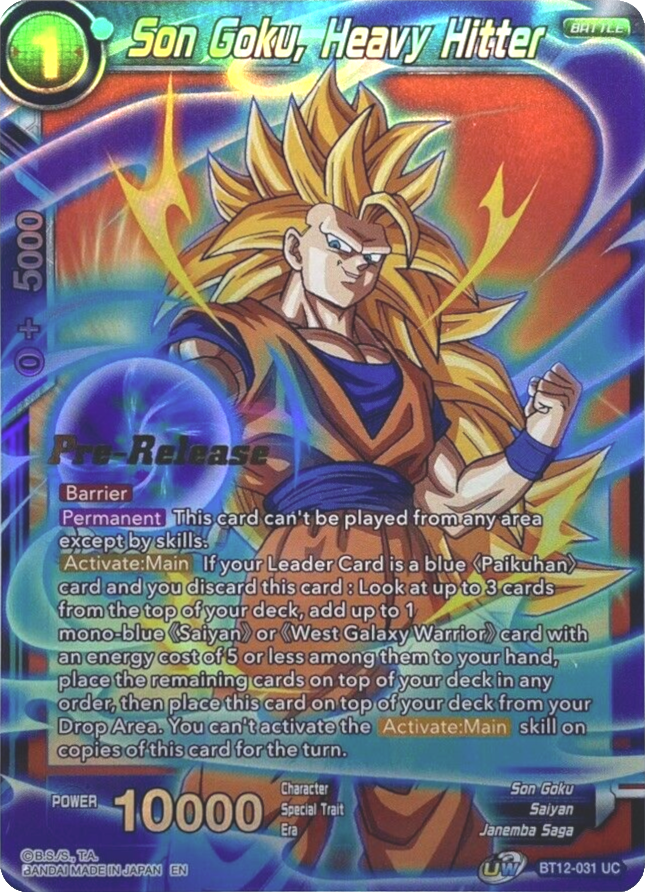 Son Goku, Heavy Hitter (BT12-031) [Vicious Rejuvenation Prerelease Promos] | Enigma On Main