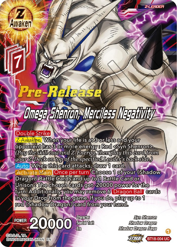 Omega Shenron, Merciless Negativity (BT18-004) [Dawn of the Z-Legends Prerelease Promos] | Enigma On Main