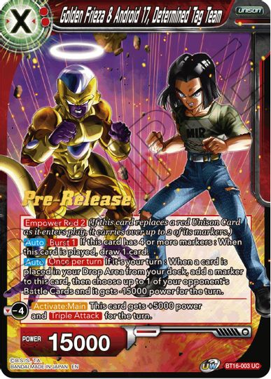 Golden Frieza & Android 17, Determined Tag Team (BT16-003) [Realm of the Gods Prerelease Promos] | Enigma On Main