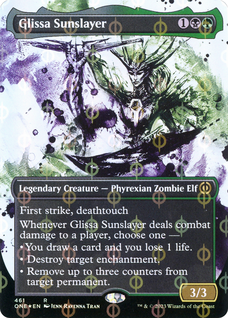 Glissa Sunslayer (Borderless Ichor Step-and-Compleat Foil) [Phyrexia: All Will Be One] | Enigma On Main