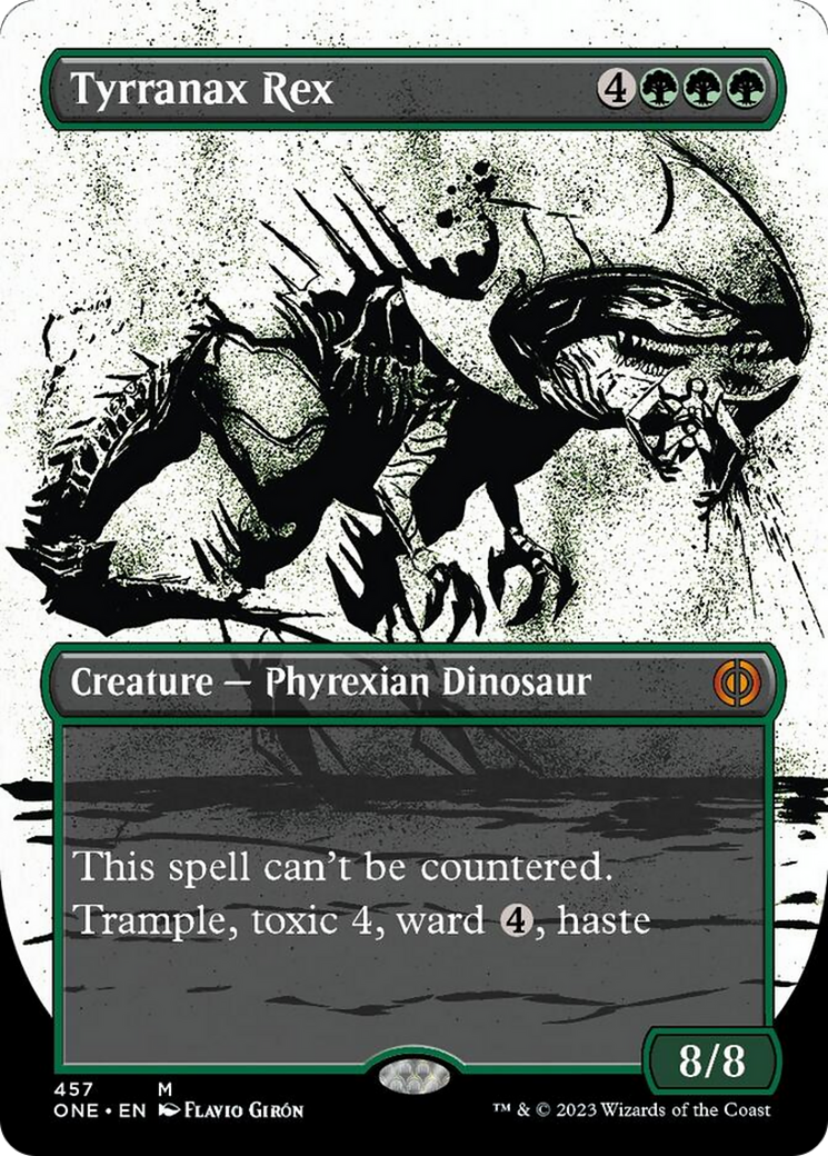 Tyrranax Rex (Borderless Ichor Step-and-Compleat Foil) [Phyrexia: All Will Be One] | Enigma On Main