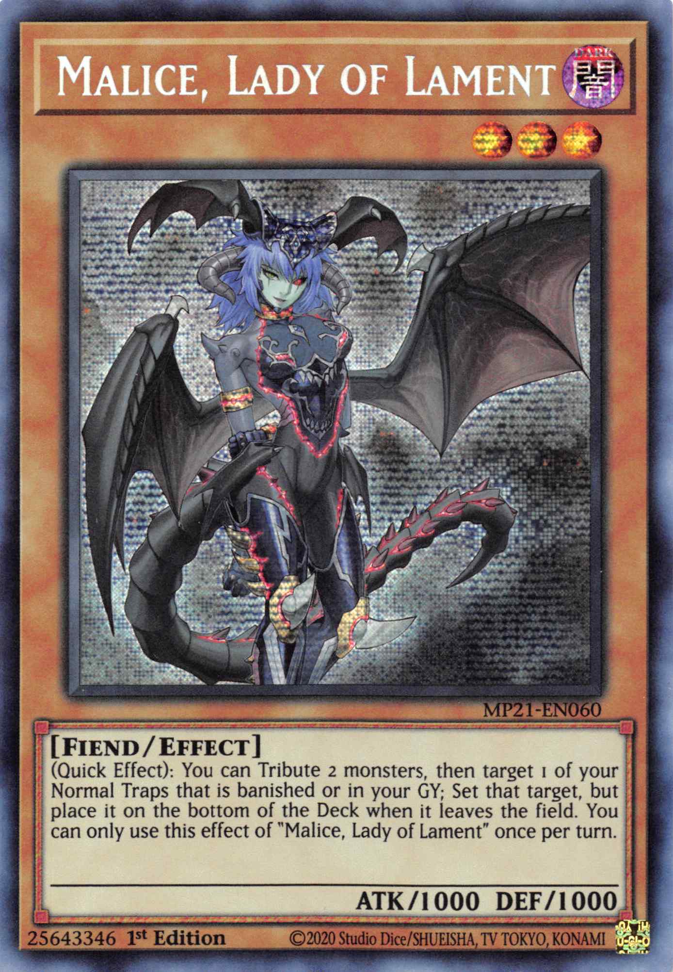 Malice, Lady of Lament [MP21-EN060] Prismatic Secret Rare | Enigma On Main