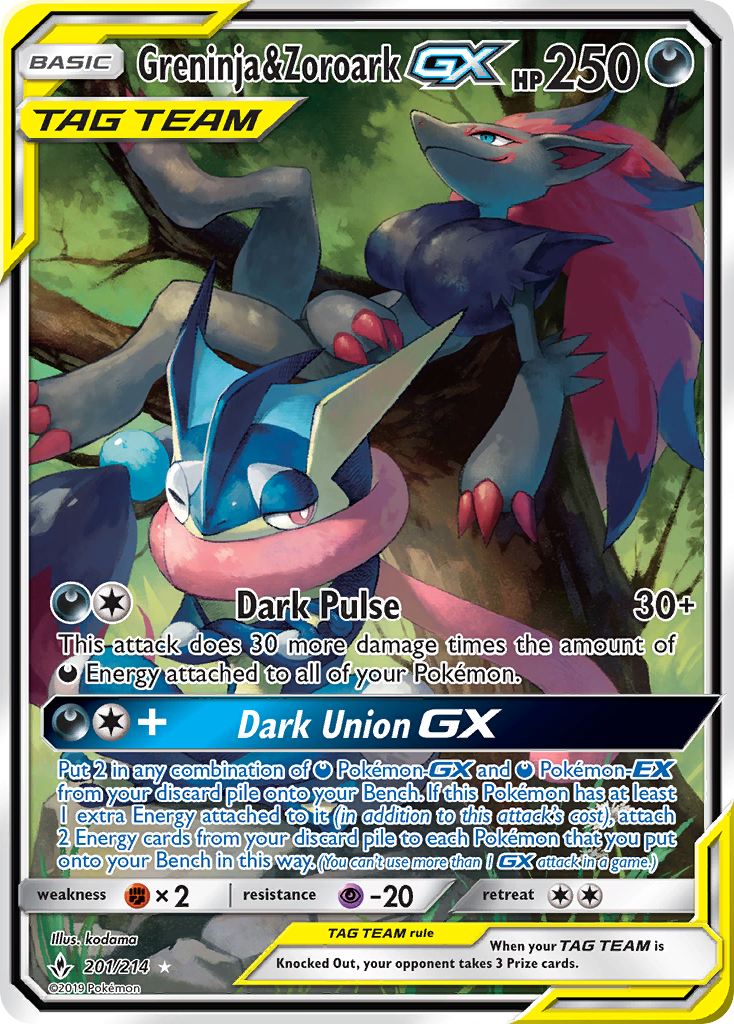 Greninja & Zoroark GX (201/214) [Sun & Moon: Unbroken Bonds] | Enigma On Main