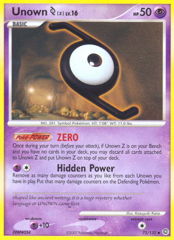 Unown Z (72/132) [Diamond & Pearl: Secret Wonders] | Enigma On Main