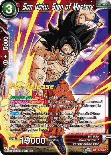 Son Goku, Sign of Mastery (BT16-006) [Realm of the Gods Prerelease Promos] | Enigma On Main