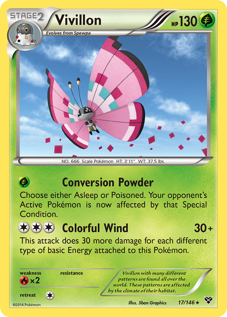 Vivillon (17/146) (Meadow Form/Pink Wings) [XY: Base Set] | Enigma On Main