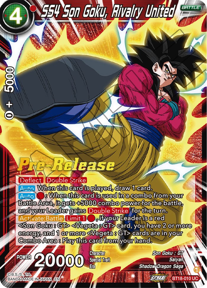 SS4 Son Goku, Rivalry United (BT18-010) [Dawn of the Z-Legends Prerelease Promos] | Enigma On Main