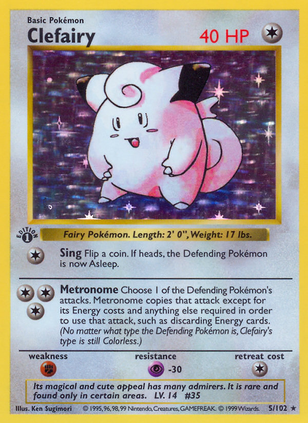 Clefairy (5/102) (Shadowless) [Base Set 1st Edition] | Enigma On Main