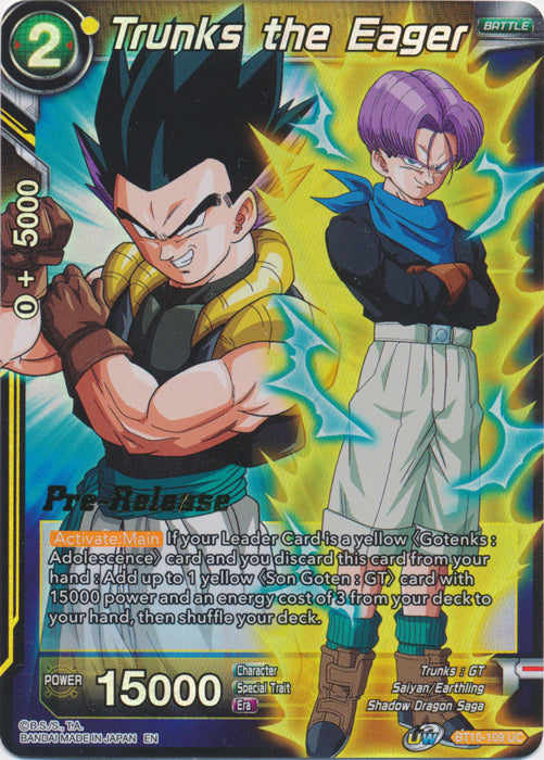 Trunks the Eager (BT10-109) [Rise of the Unison Warrior Prerelease Promos] | Enigma On Main