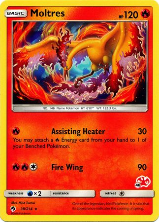 Moltres (38/214) (Charizard Stamp #46) [Battle Academy 2020] | Enigma On Main