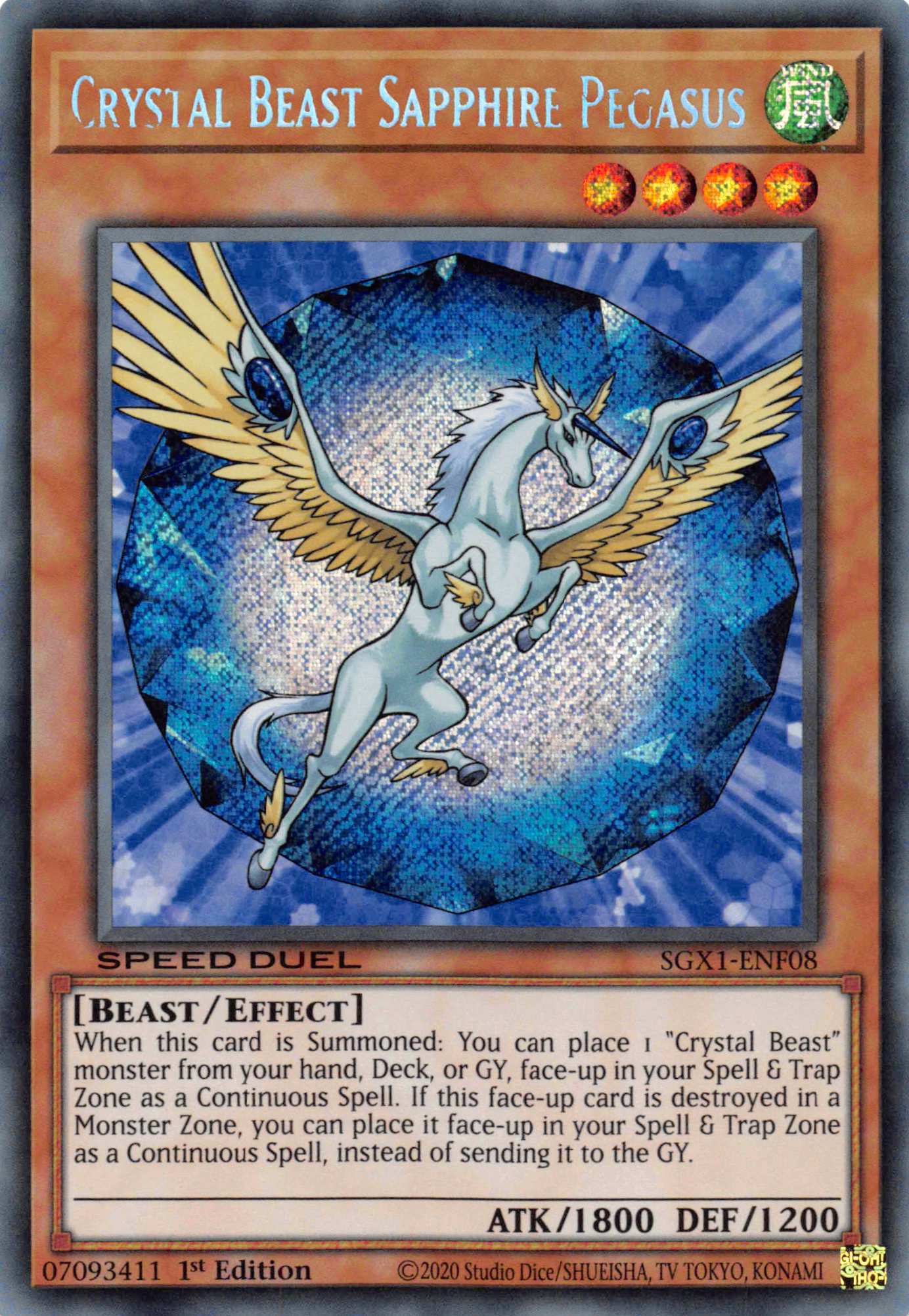 Crystal Beast Sapphire Pegasus [SGX1-ENF08] Secret Rare | Enigma On Main