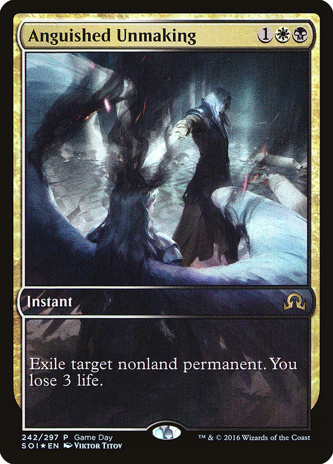 Anguished Unmaking (Game Day) (Extended Art) [Shadows over Innistrad Promos] | Enigma On Main