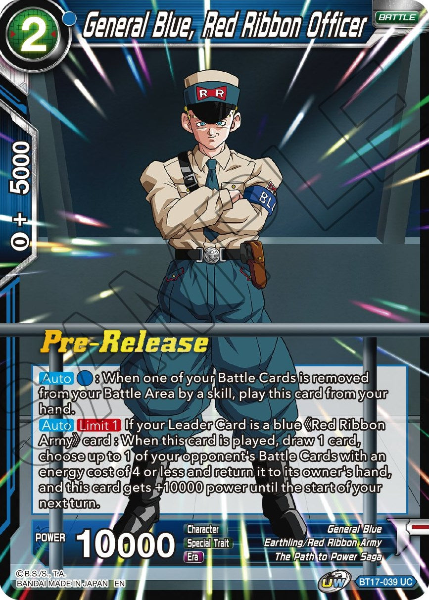 General Blue, Red Ribbon Officer (BT17-039) [Ultimate Squad Prerelease Promos] | Enigma On Main