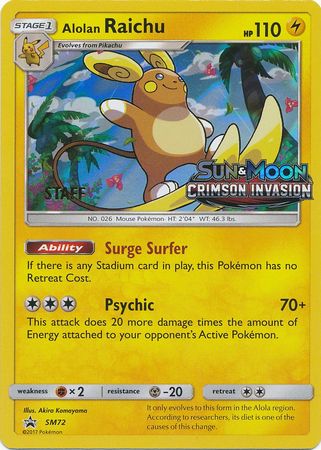 Alolan Raichu (SM72) (Staff Prerelease Promo) [Sun & Moon: Black Star Promos] | Enigma On Main