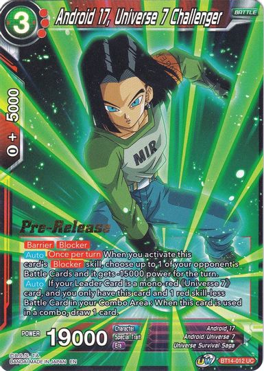 Android 17, Universe 7 Challenger (BT14-012) [Cross Spirits Prerelease Promos] | Enigma On Main