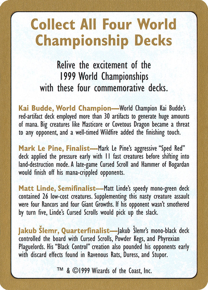 1999 World Championships Ad [World Championship Decks 1999] | Enigma On Main