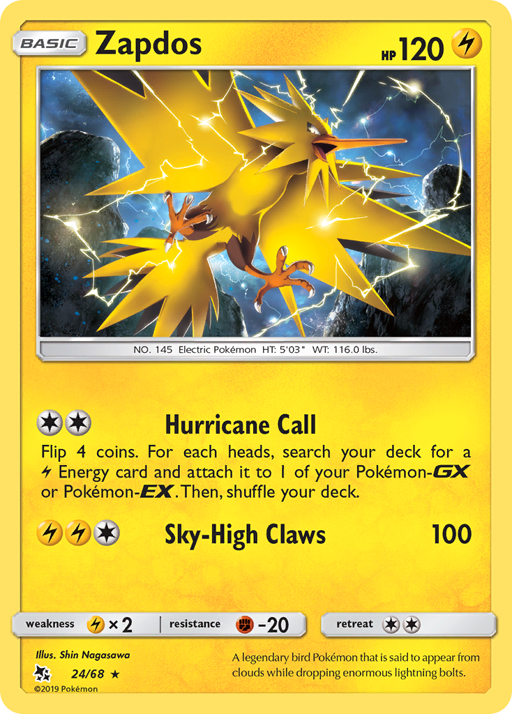 Zapdos (24/68) [Sun & Moon: Hidden Fates] | Enigma On Main