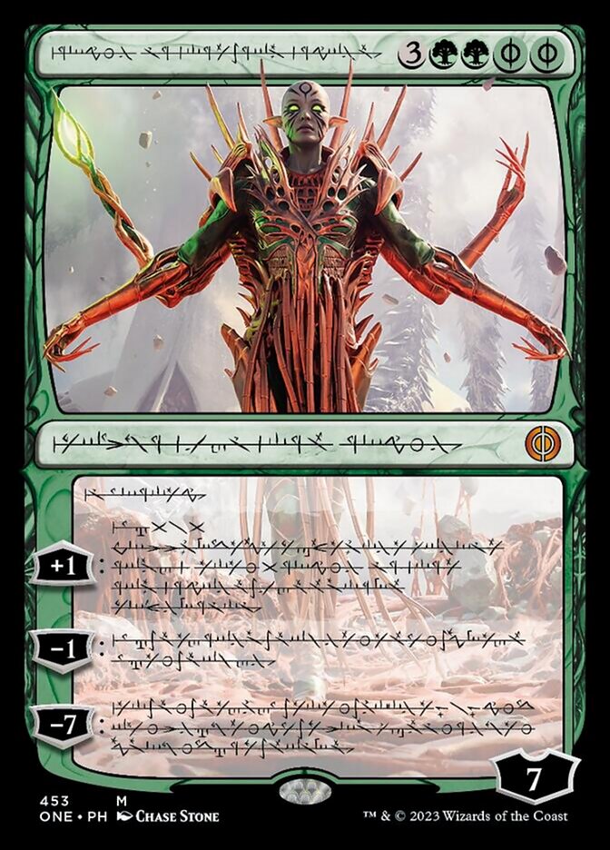 Nissa, Ascended Animist (Phyrexian Step-and-Compleat Foil) [Phyrexia: All Will Be One] | Enigma On Main
