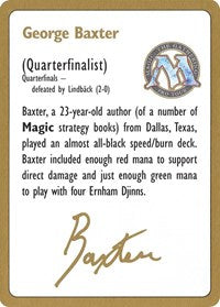 1996 George Baxter Biography Card [World Championship Decks] | Enigma On Main