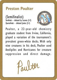 1996 Preston Poulter Biography Card [World Championship Decks] | Enigma On Main