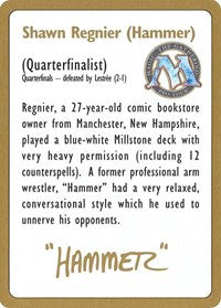 1996 Shawn "Hammer" Regnier Biography Card [World Championship Decks] | Enigma On Main
