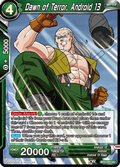 Dawn of Terror, Android 13 (Reprint) (BT3-070) [Battle Evolution Booster] | Enigma On Main