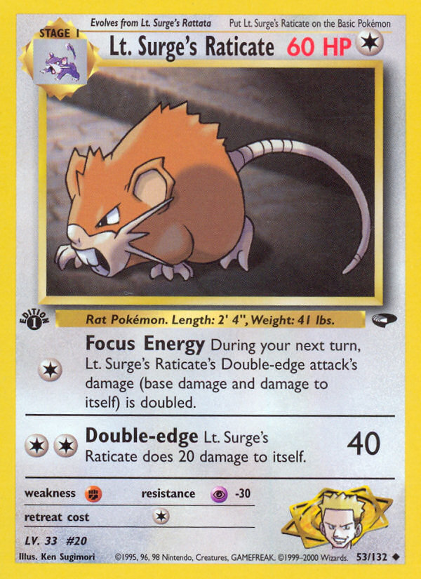 Lt. Surge's Raticate (53/132) [Gym Challenge 1st Edition] | Enigma On Main