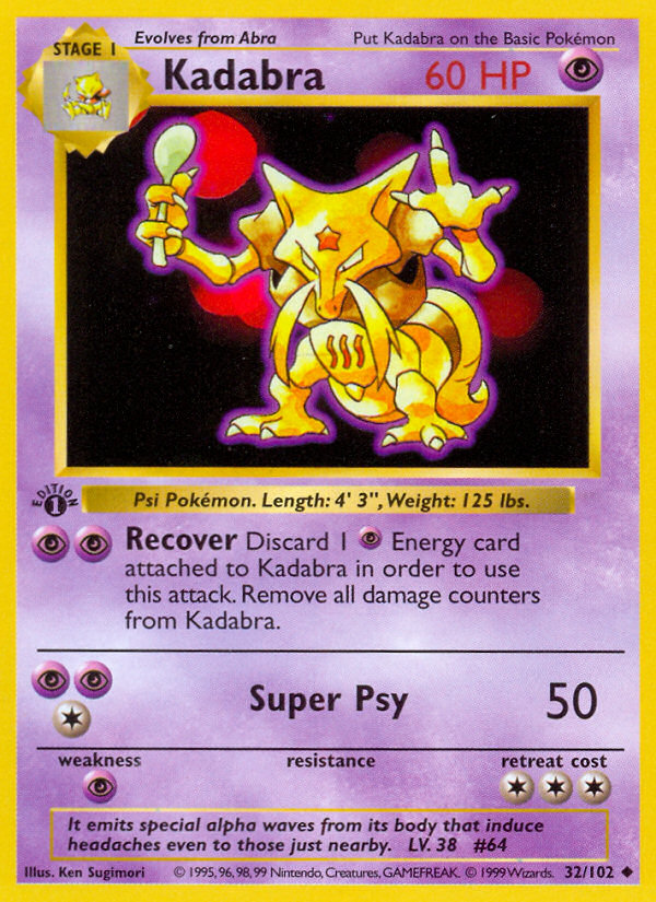 Kadabra (32/102) (Shadowless) [Base Set 1st Edition] | Enigma On Main